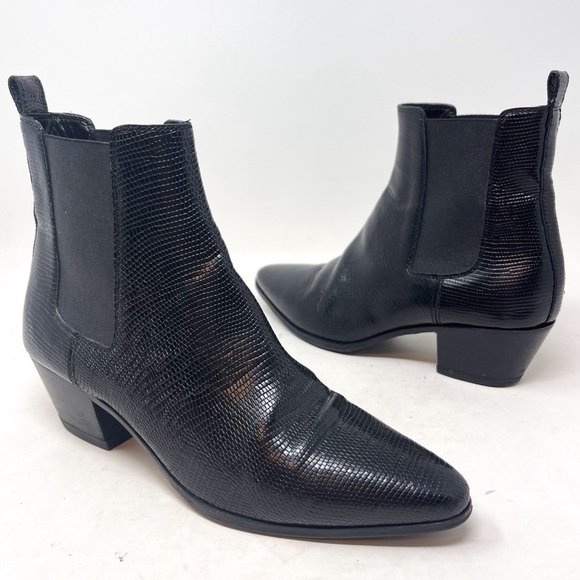 Saint Laurent Paris SS19 SNAKE SKIN DAKOTA BOOTS Genuine Leather Black Lizard 6 - Picture 1 of 14